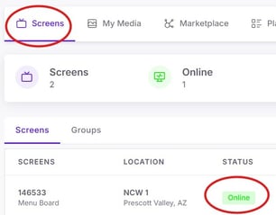 screen status